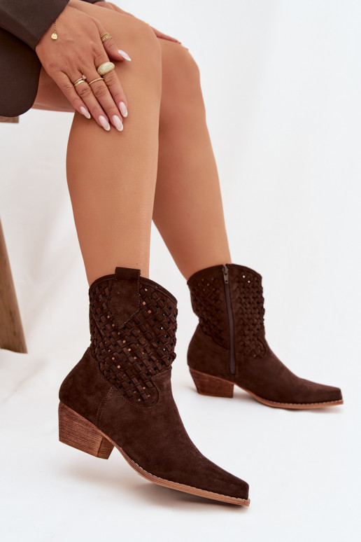 Prelamované čižmy Dámske s podpätkami CzekoladoIne Ferissa