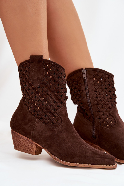 Prelamované čižmy Dámske s podpätkami CzekoladoIne Ferissa