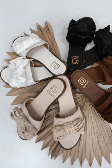 Dámske papuče so širokými podpätkami so stuhami biela farba Amivelle 2