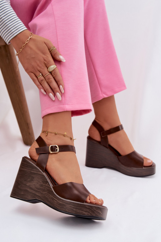 Dámske sandále Zapnuté INedge Eko Kožené CzekoladoIne Parilisse