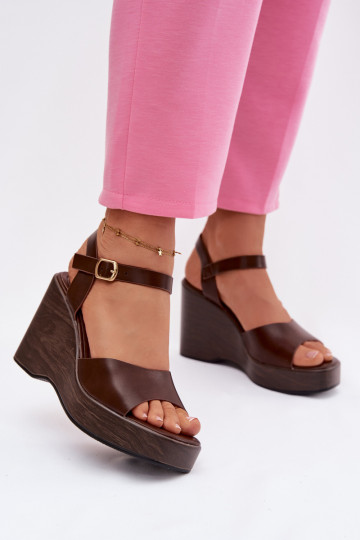 Dámske sandále Zapnuté INedge Eko Kožené CzekoladoIne Parilisse 2