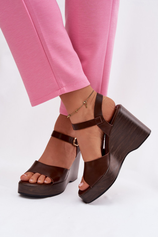 Dámske sandále Zapnuté INedge Eko Kožené CzekoladoIne Parilisse