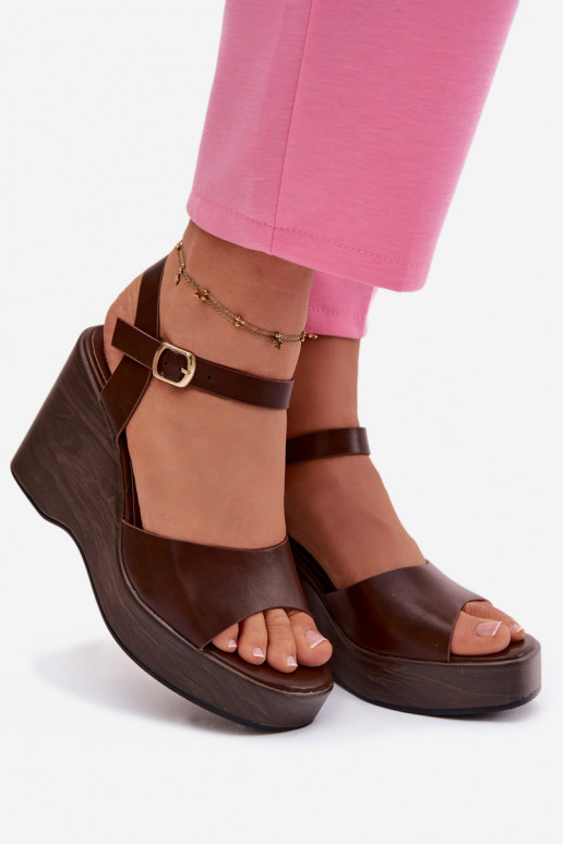 Dámske sandále Zapnuté INedge Eko Kožené CzekoladoIne Parilisse