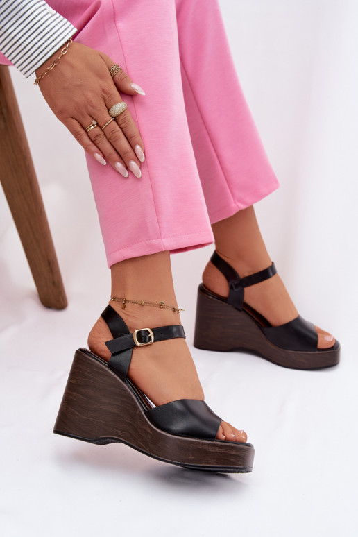 Dámske sandále Zapnuté INedge Eko Kožené čierna Parilisse