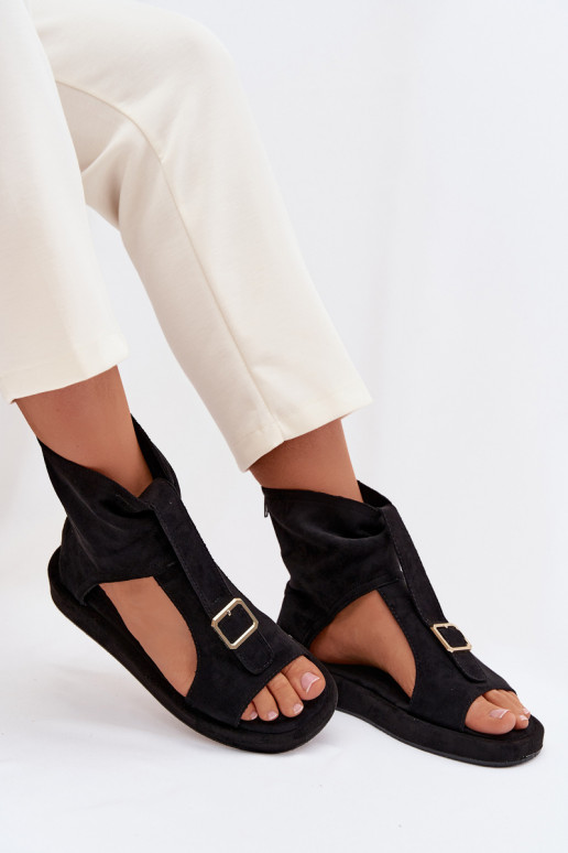 Dámske sandále s čižmami čierna Coralya