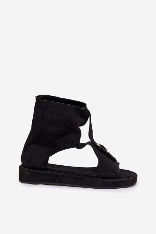 Dámske sandále s čižmami čierna Coralya