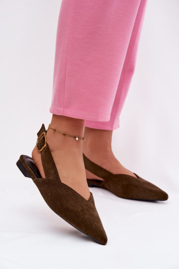 Balerínky so zlatými prackami z eko semišuoIne zelená farba Palerra