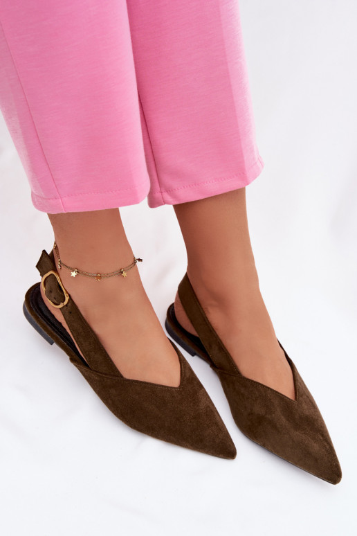 Balerínky so zlatými prackami z eko semišuoIne zelená farba Palerra