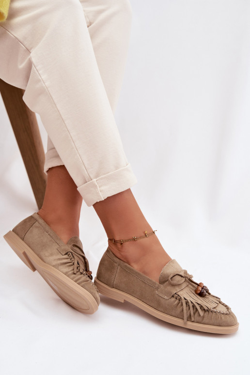 dámske mokasíny so strapcami I koralové farbyikami zelená farba Teressa