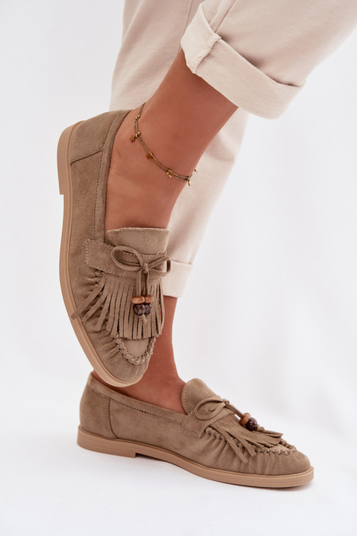 dámske mokasíny so strapcami I koralové farbyikami zelená farba Teressa