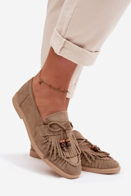 dámske mokasíny so strapcami I koralové farbyikami zelená farba Teressa