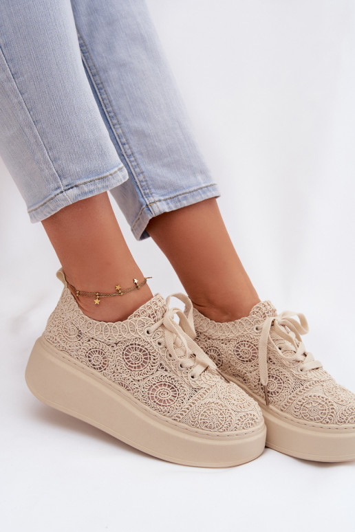 SzydełkoIne Tenisky Dámske s platformou béžová Evalora