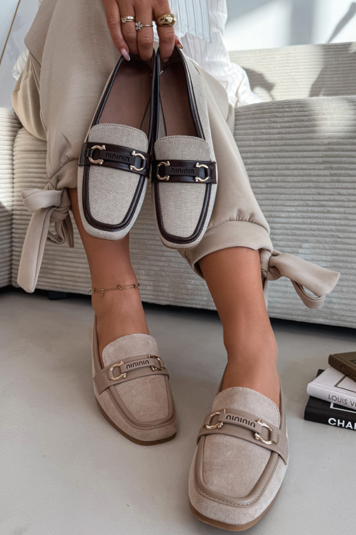 Módne pieskovohnedé mokasíny s ozdobnými detailmi „Evelora"