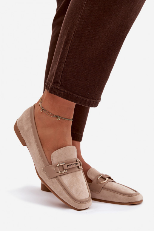 Módne pieskovohnedé mokasíny s ozdobnými detailmi „Evelora"
