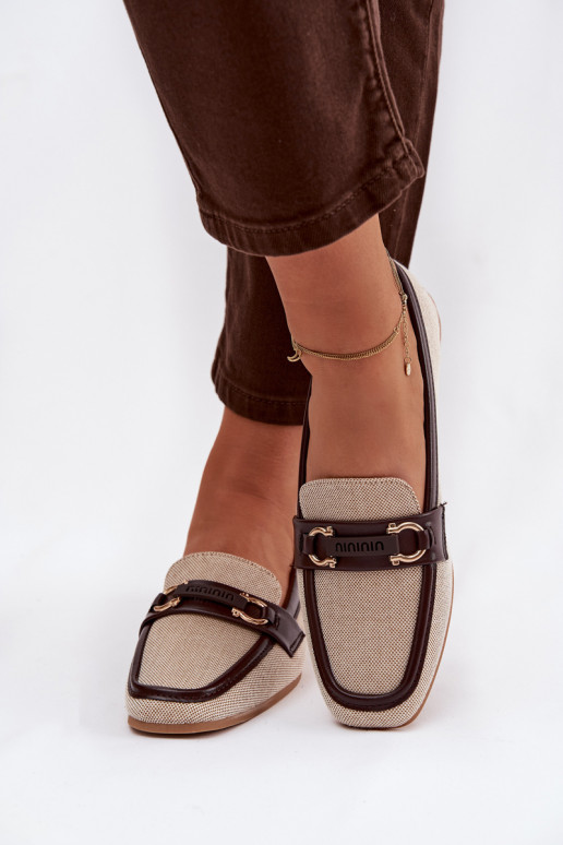 Módne hnedé pieskovohnedé mokasíny s ozdobnými detailmi „Evelora"