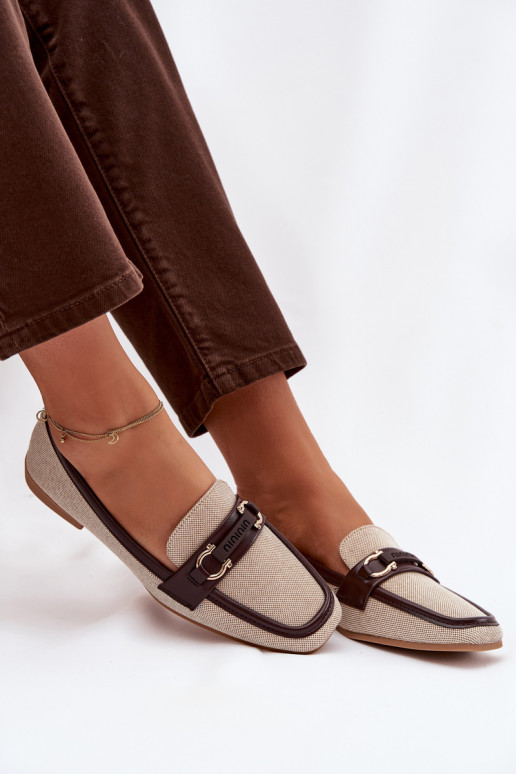 Módne hnedé pieskovohnedé mokasíny s ozdobnými detailmi „Evelora"