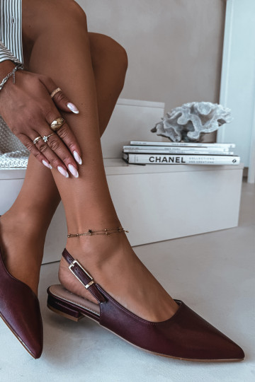 Bordové Iverelle balerínky so zlatými sponami 2