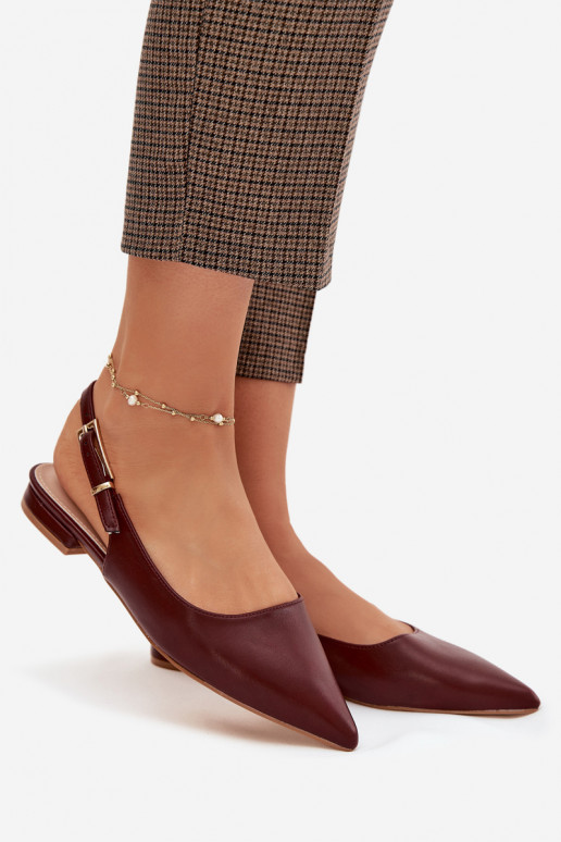 Bordové Iverelle balerínky so zlatými sponami