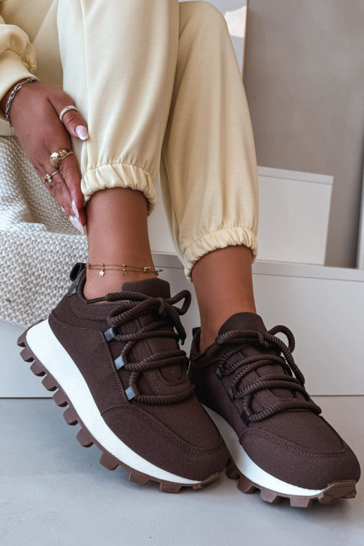 Športové tenisky s platformou v čokoládovej farbe Riadella