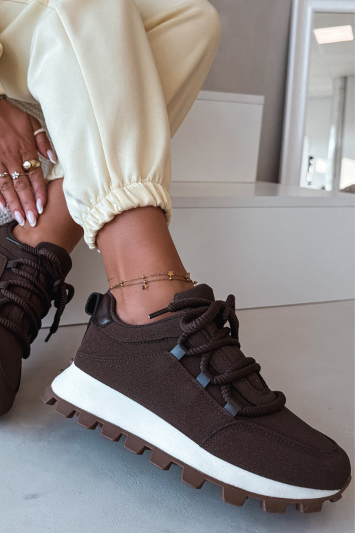 Športové tenisky s platformou v čokoládovej farbe Riadella