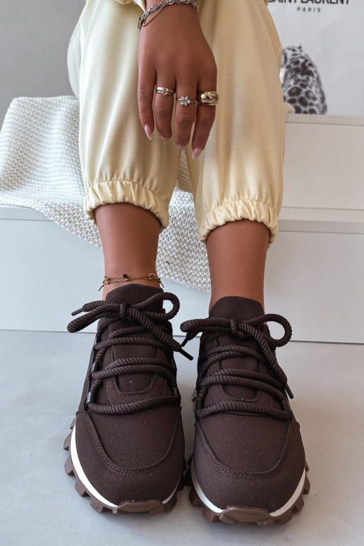 Športové tenisky s platformou v čokoládovej farbe Riadella