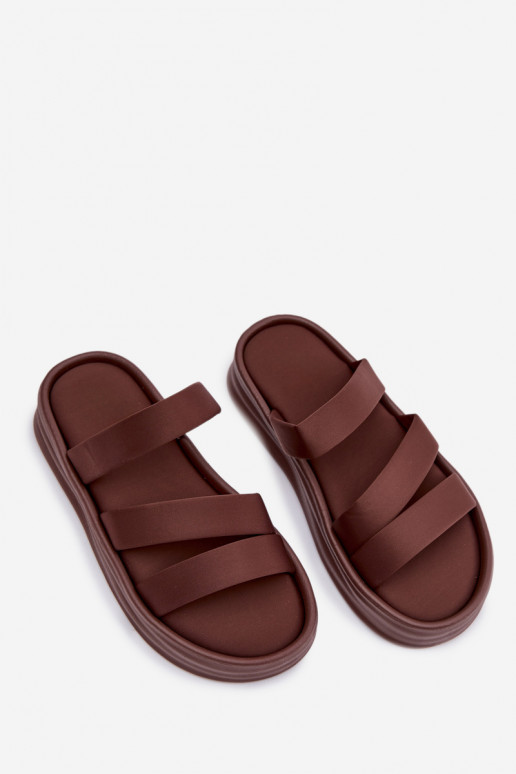 materiál Dámske papuče s platformou S pruhmi CzekoladoIne Liorine