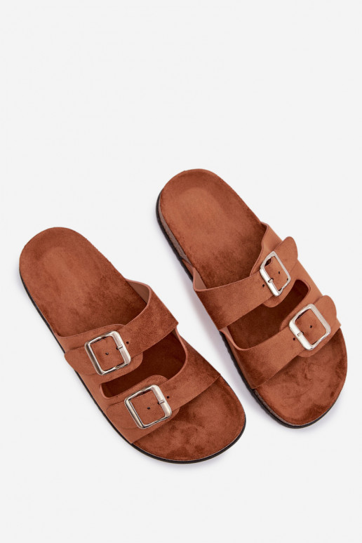 Dámske papuče s prackami Hnedá farba Oliena