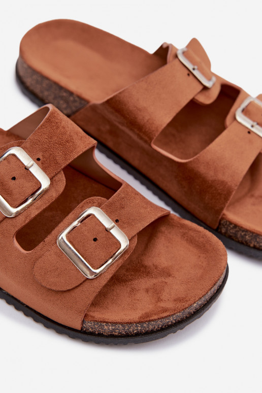 Dámske papuče s prackami Hnedá farba Oliena