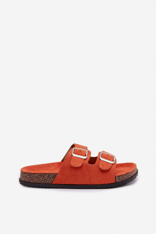 Oranžové dámske šľapky Oliena so sponami