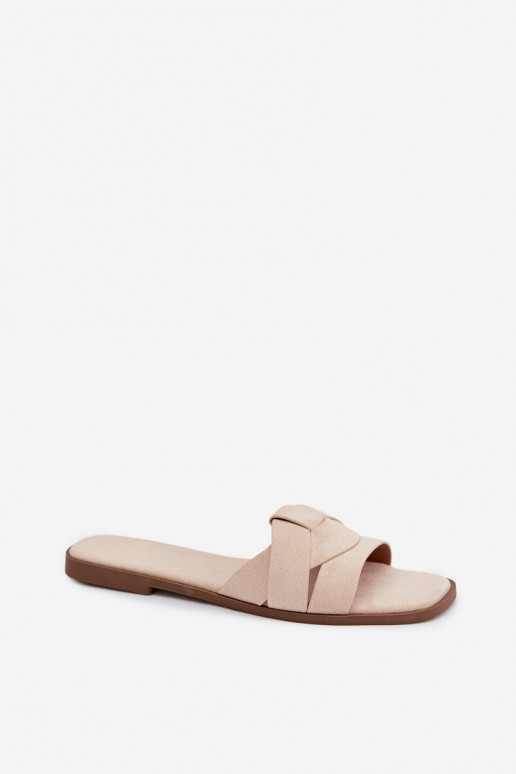 Papuče Dámsky byt S pruhmi z eko semišuoIne slonovina Florane