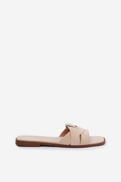 Papuče Dámsky byt S pruhmi z eko semišuoIne slonovina Florane