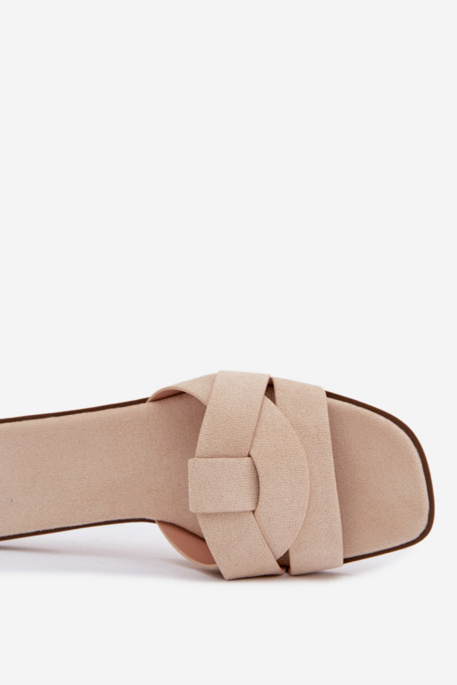 Papuče Dámsky byt S pruhmi z eko semišuoIne slonovina Florane