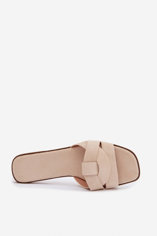 Papuče Dámsky byt S pruhmi z eko semišuoIne slonovina Florane