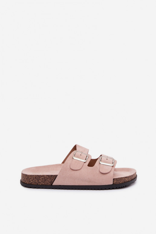 Módne svetloružové šľapky so sponami „Oliena"