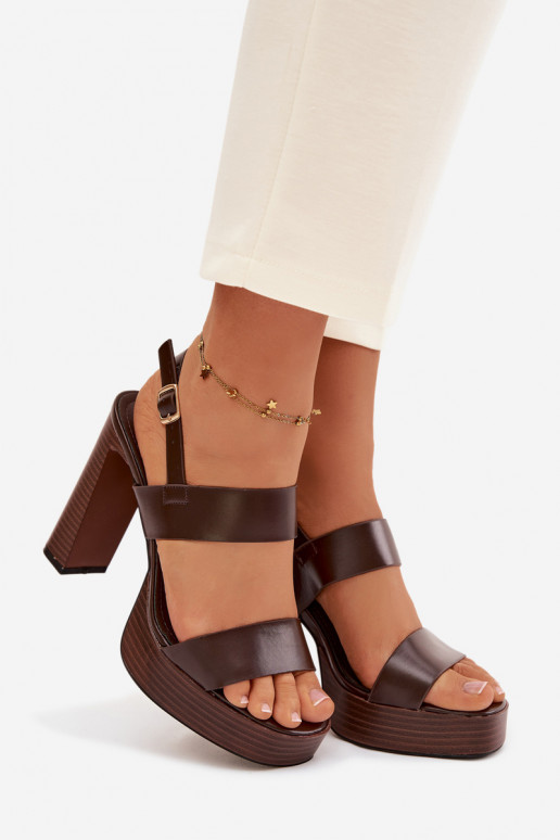 Dámske sandále na vysokom opätku a platforma Eko Kožené CzekoladoIne Hanelia