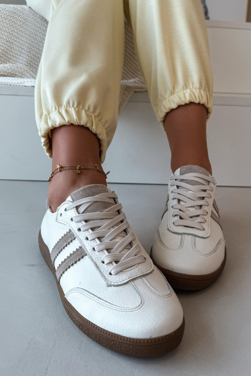 Zazoo N1068 Kožené Nízka Tenisky model obuvi Dámske béžová