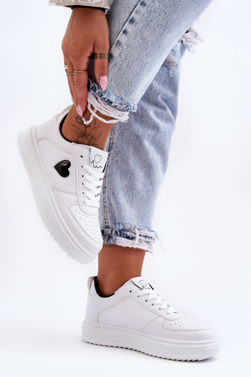 Klasický model tenisky So srdcom biely-čierna Amore