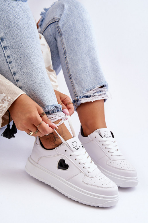 Klasický model tenisky So srdcom biely-čierna Amore