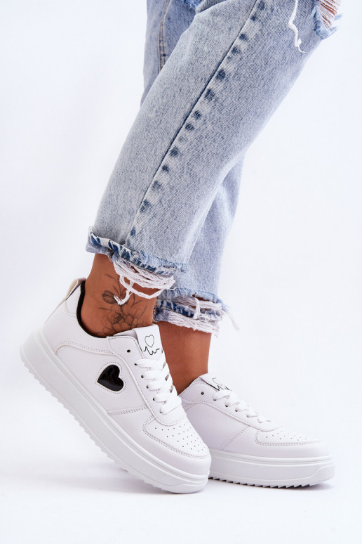 Klasický model tenisky So srdcom biely-čierna Amore