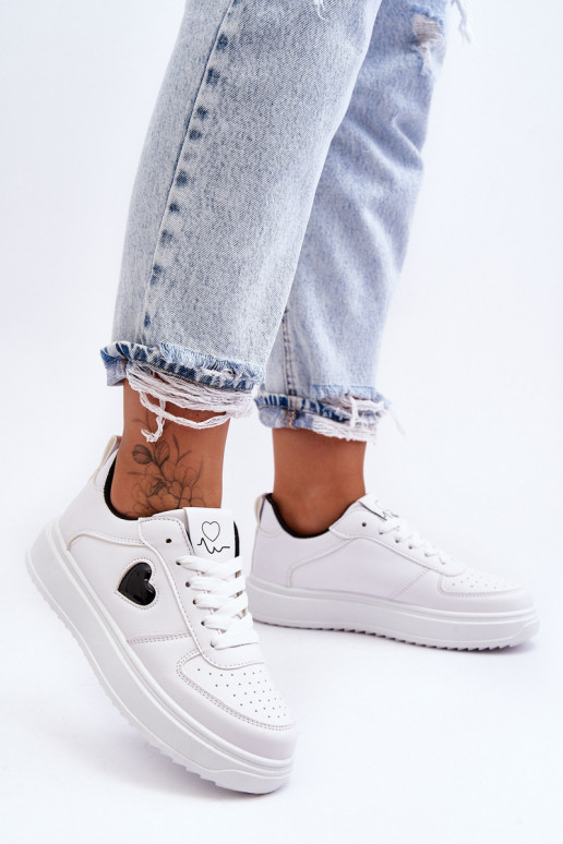 Klasický model tenisky So srdcom biely-čierna Amore