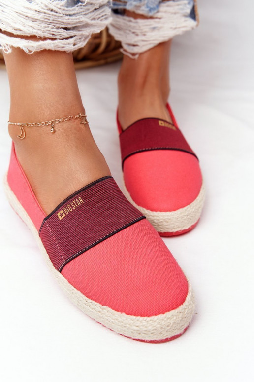 espadrilky Zapnuté spletenej podrážke Big Star HH274478 červená