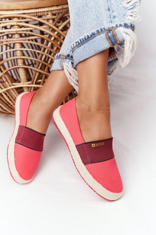 espadrilky Zapnuté spletenej podrážke Big Star HH274478 červená