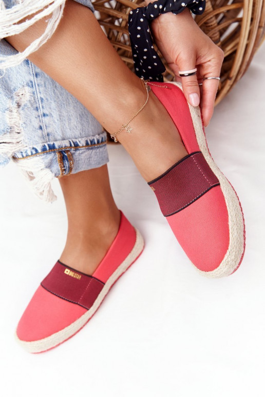 espadrilky Zapnuté spletenej podrážke Big Star HH274478 červená