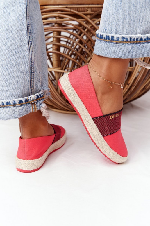 espadrilky Zapnuté spletenej podrážke Big Star HH274478 červená