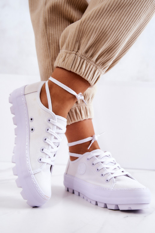 Dámske Topánky s platformou BIG STAR JJ274488 biela farba