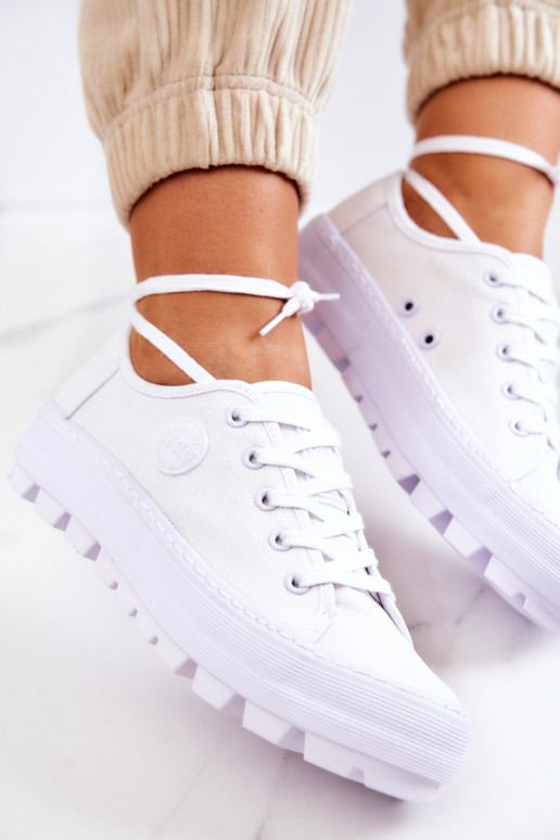 Dámske Topánky s platformou BIG STAR JJ274488 biela farba