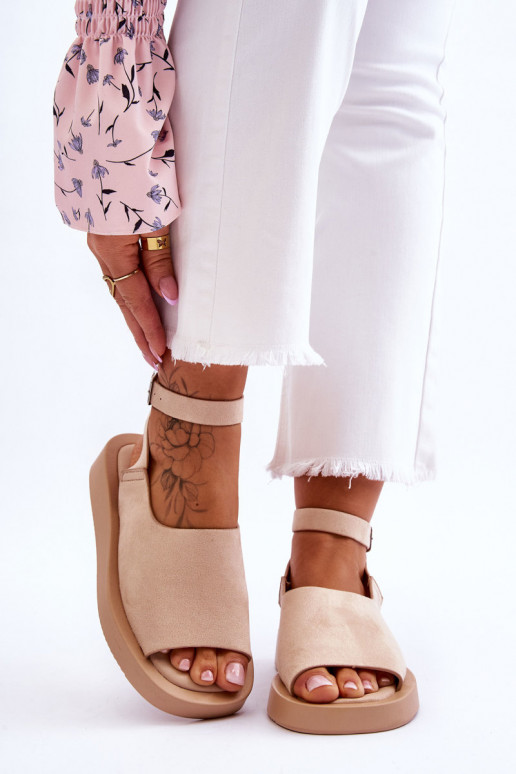 Pohodlné dámske sandále s platformou béžová Rubie