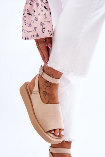 Pohodlné dámske sandále s platformou béžová Rubie 2