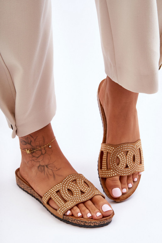 Dámske Papuče Zdobené Svorníky Hnedá farba Evelins