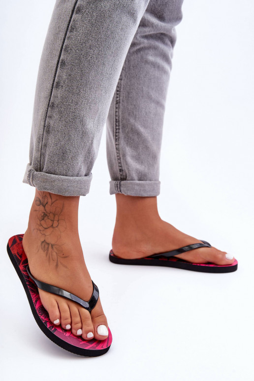 Klasický model Papuče Plážové šľapky 4F 4FSS23FFLIF060-90S Čierna a-Ružová